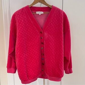 Kathleen Usherwood for Periphery Retro 80s Velour Vintage Cardigan Women Pink